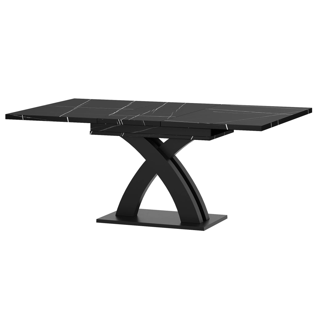 Tavolo da pranzo allungabile 120-160 x 80 cm in MDF e metallo nero