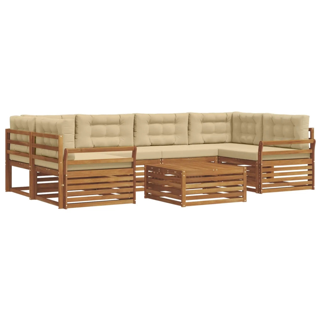 Set di divani da esterno con cuscino 7 pcs Naturale e Beige 3373103