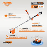 RURIS - Decespugliatore a Batteria 3044E – Motore Senza Spazzole, Larghezza Di T