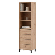 Mobile Espositore Calto, Vetrina 4 Ripiani, 55x40x193h cm Marrone Rovere Nodi