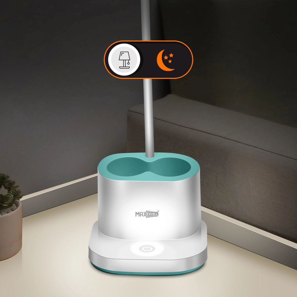 Lampada da scrivania a LED flessibile con portapenne Funzione PowerBank Bianco Max excell