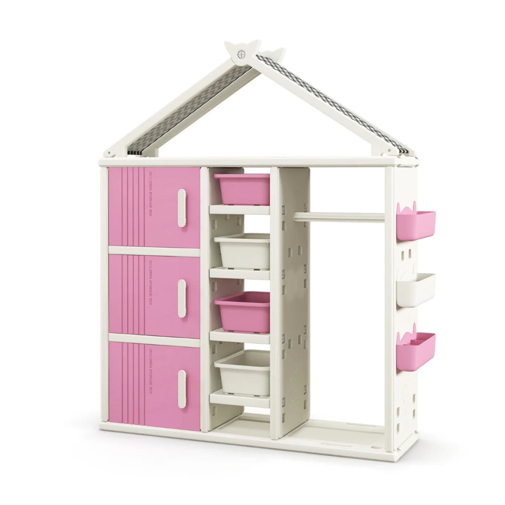 Mobiletto portaoggetti per bambini 130 x 34 x 156 cm spazioso spazio decorativo in HDPE rosa 20_0010255