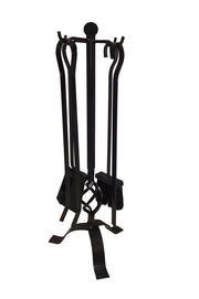 STAND AUTOPORTANTE CON 4 ACCESSORI IN FERRO BATTUTO PER CAMINO 15 X 15 X H 60 CM