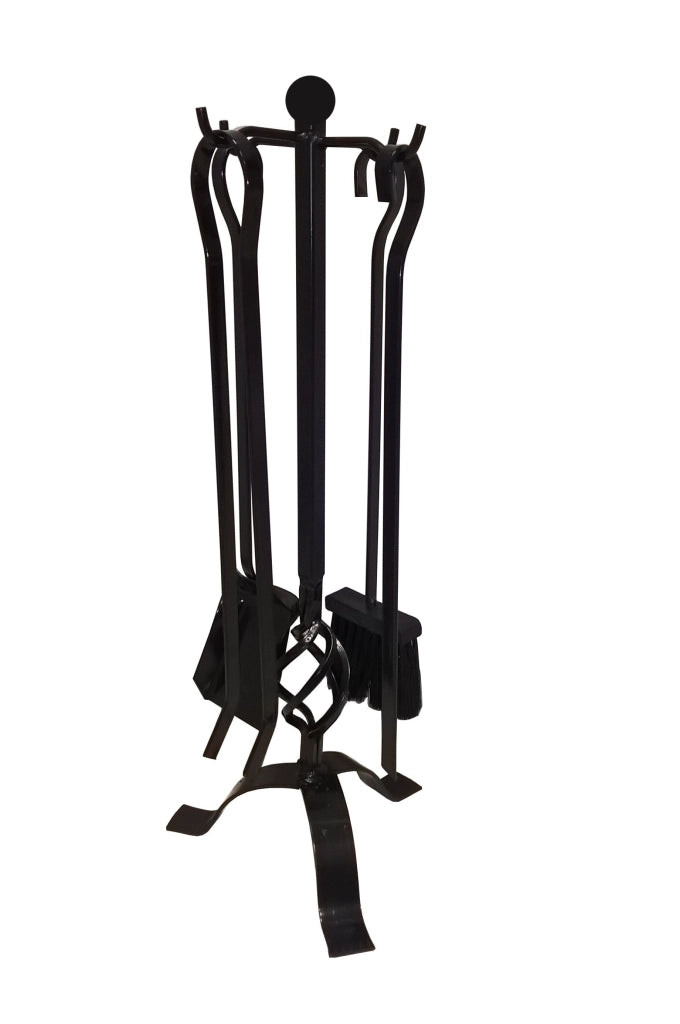 STAND AUTOPORTANTE CON 4 ACCESSORI IN FERRO BATTUTO PER CAMINO 15 X 15 X H 60 CM