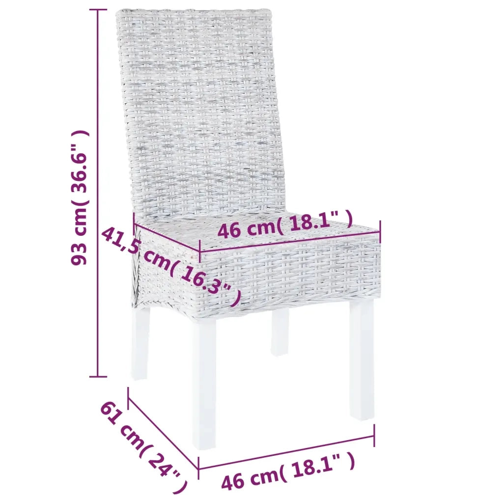 Sedie da Pranzo 2 pz Marrone Chiaro in Rattan Kubu e Mogano 246654