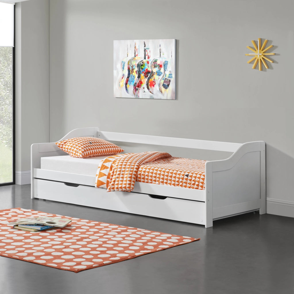 [en.casa] Divano con Secondo Letto Estraibile + 2 Materassi 90 x 200 cm 2 Posti Letto 2 Letti Singoli - Bianco