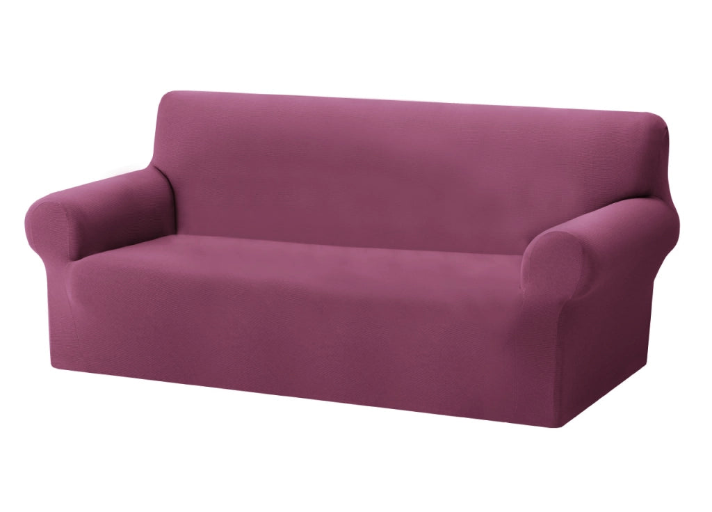 Copridivano Copriseduta Sofà Elasticizzato Tinta Unita Smile Tessuto Millerighe - 4 Posti - Rosa Antico