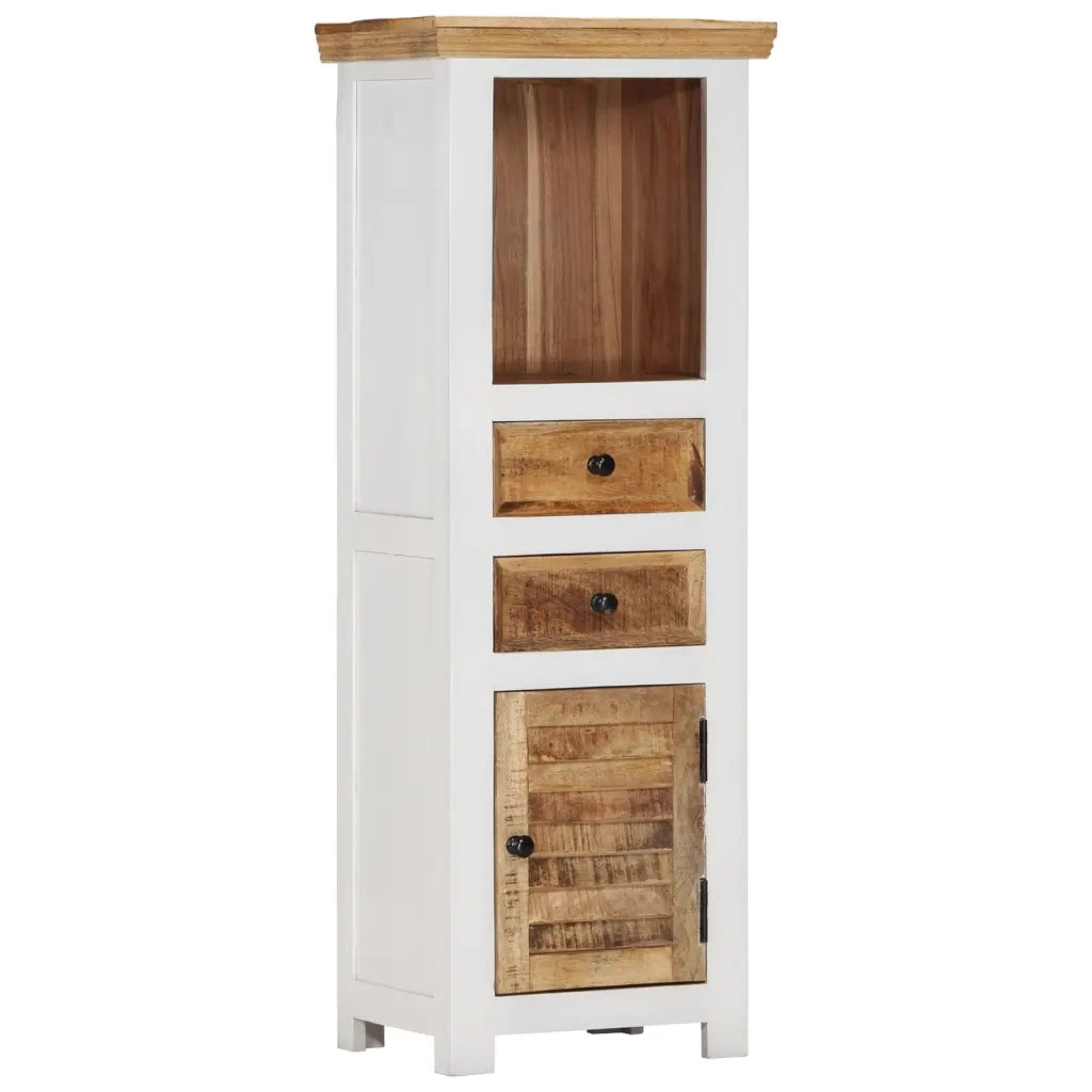 Credenza Bianca e Marrone 40x30x110 cm Legno di Mango e Acacia 338448