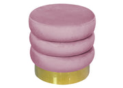Pouf Salotto/Camera Rotondo Imbottito Modello Velvet Creamy Tinta Unita - Pouf - Cipria