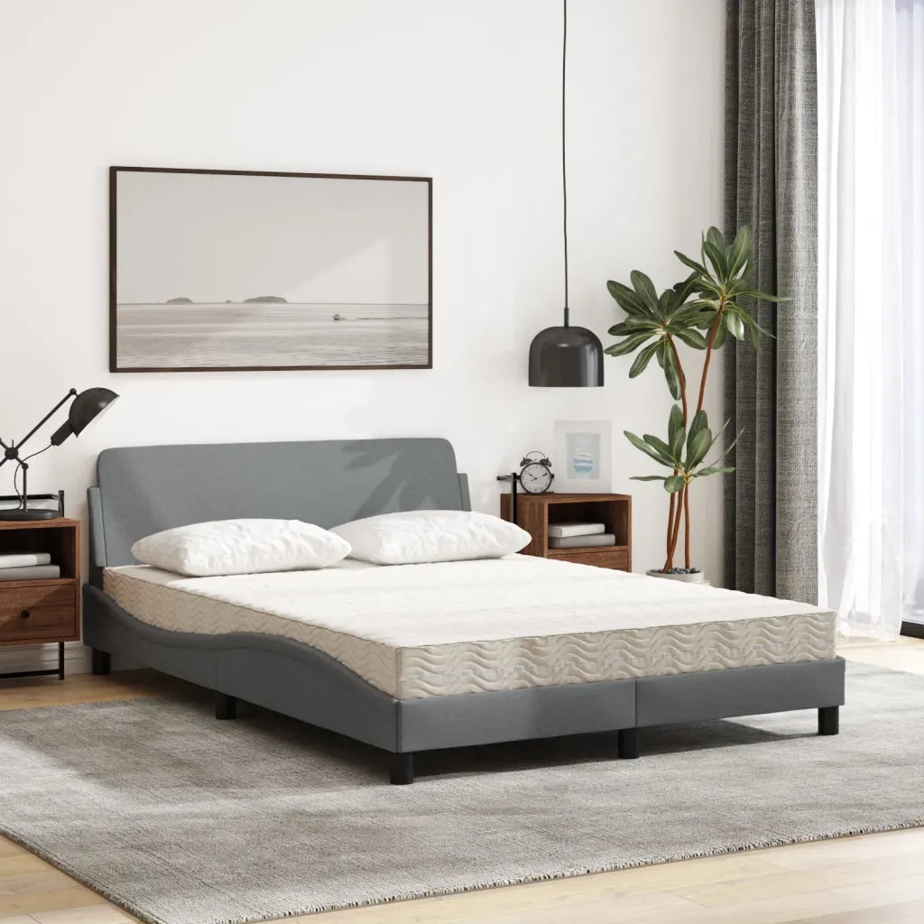 Letto con Materasso Dover Grigio Chiaro 140x190cm Tessuto 3208384