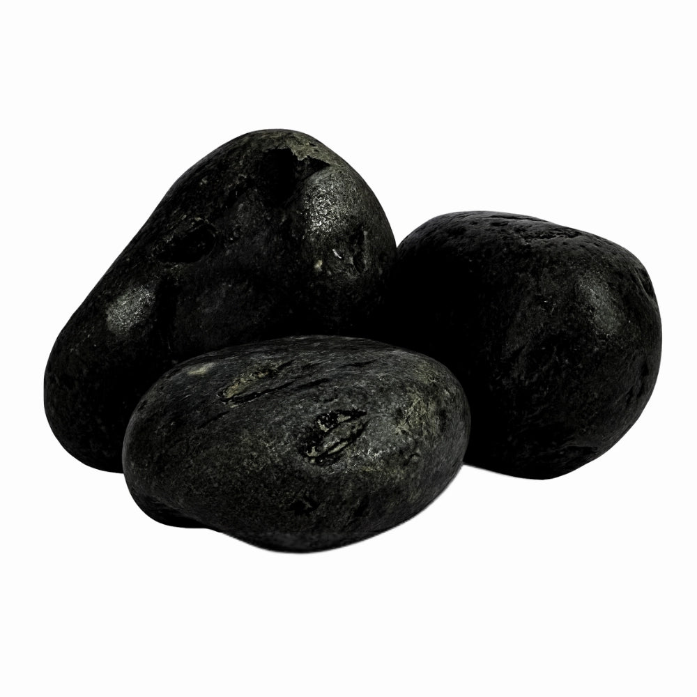 Ciottoli nero ebano pietre naturali decorativi giardini aiuole vasi *** misura 40/60, formato 25 kg, confezione 1