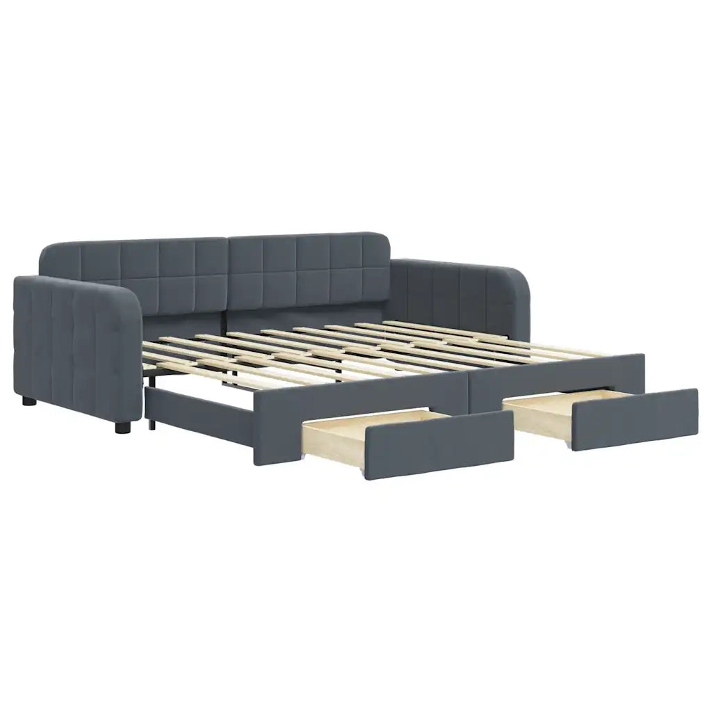 Divano Letto Estraibile Cassetti-Sofa Letto-Daybed Grigio Scuro 90x190cm Velluto 122247