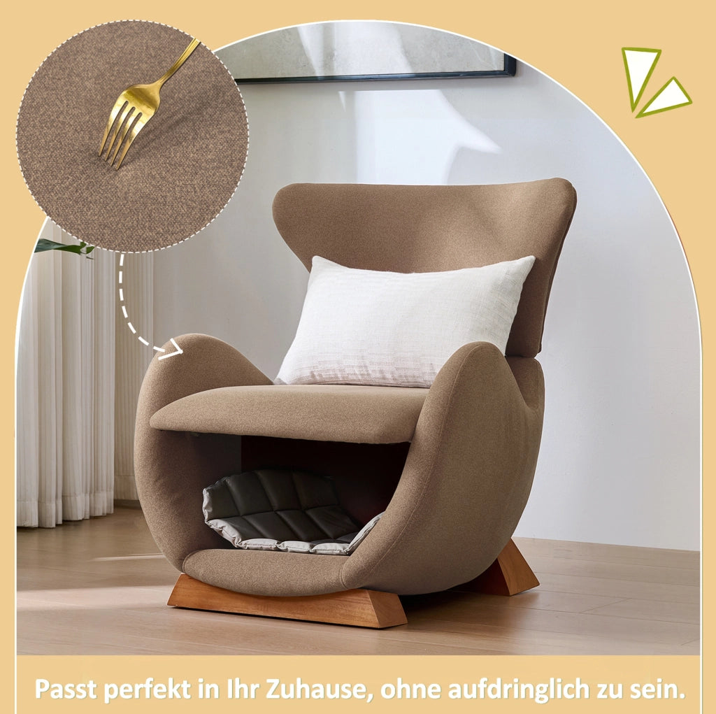 Poltrona lounge design con cuccia per animali; 66x69x76 cm; marrone