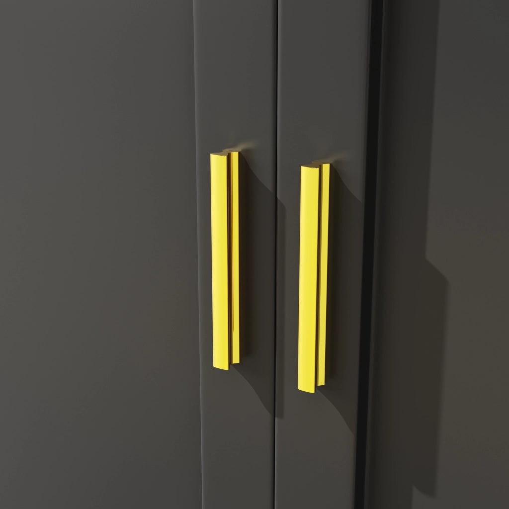 ARMADIO DA CUCINA 130x45x180 cm Nero in MDF con ante in vetro e LED