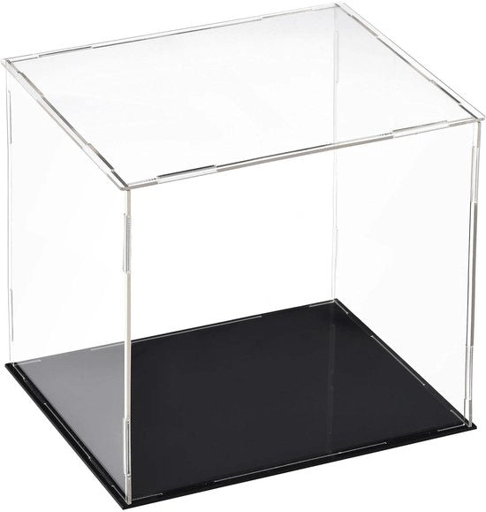 Vetrina per Action Figure Transparante 30 x 25 x 30 cm - Box in Acrilato - Protezione Antipolvere - Base Nera - Organizzatore per Display