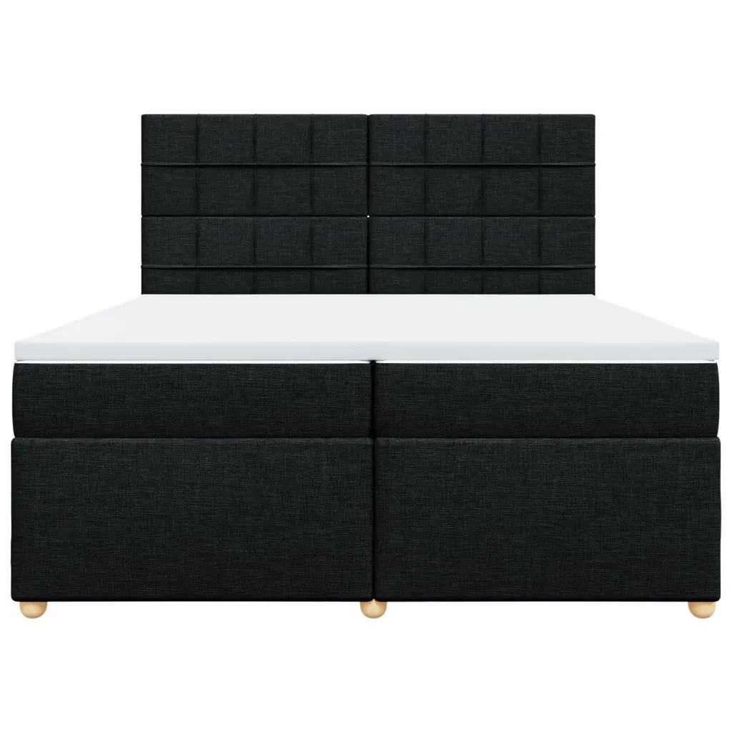 Giroletto a Molle con Materasso Nero 200x200 cm in Tessuto