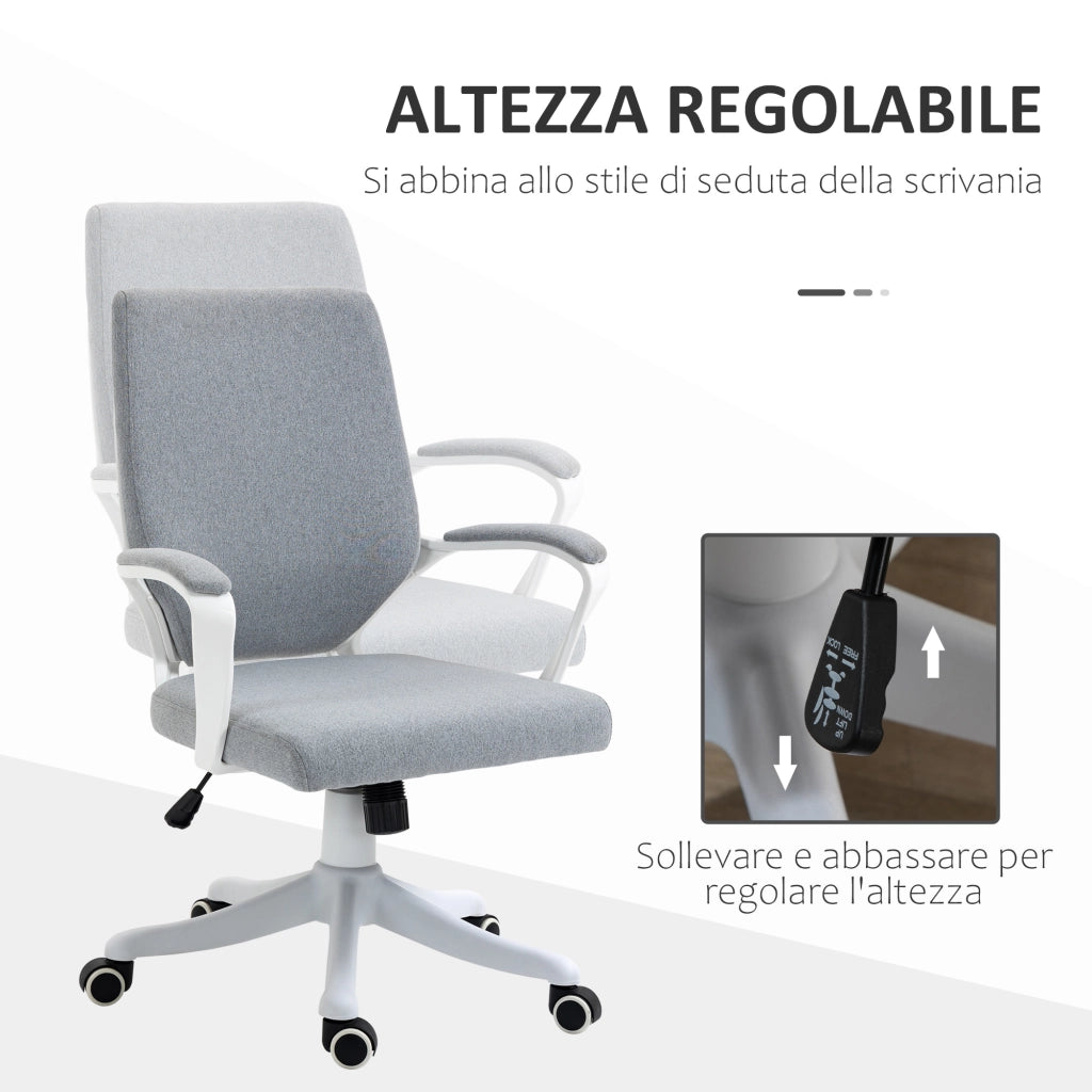 Sedia da ufficio imbottita girevole ¨C Zephmum ¨C Grigio, tessuto, altezza regolabile