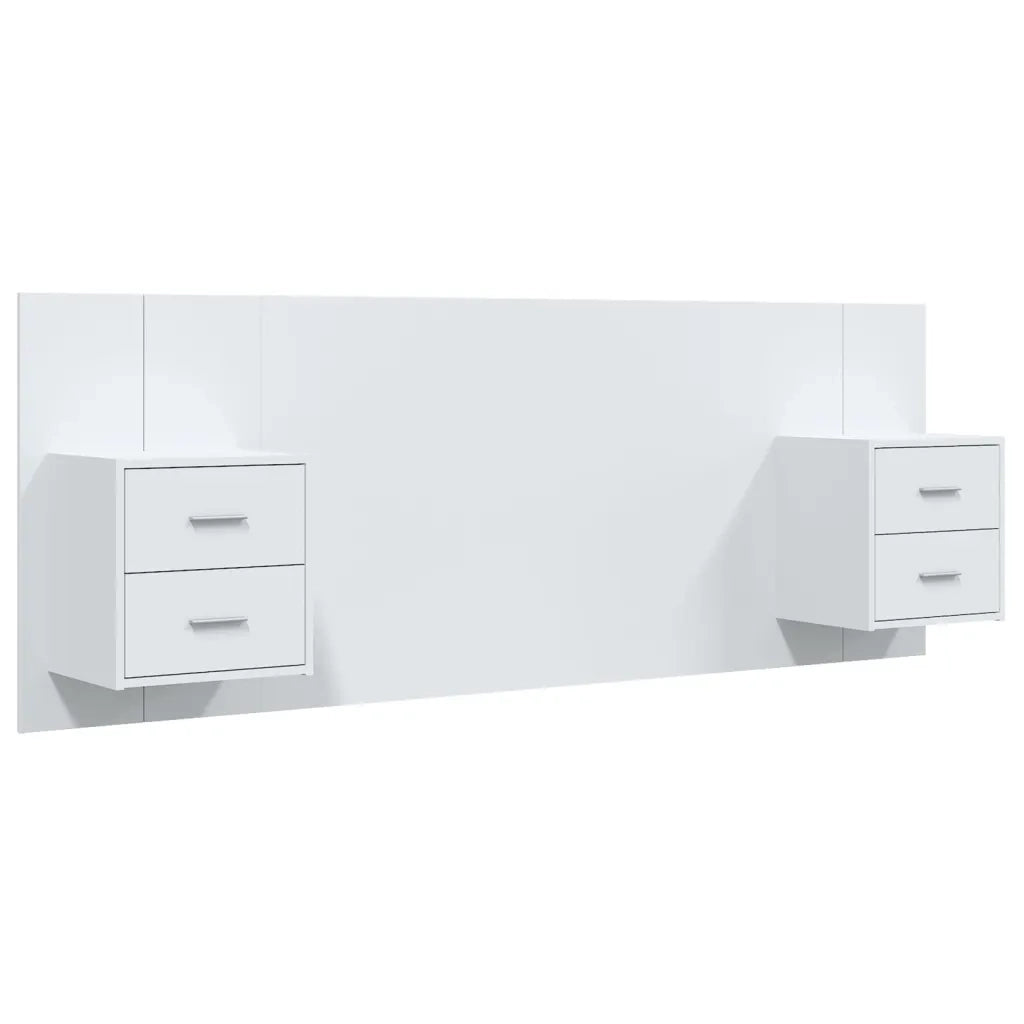 Testiera | Testata per Letto con Comodini in Legno Multistrato Bianco