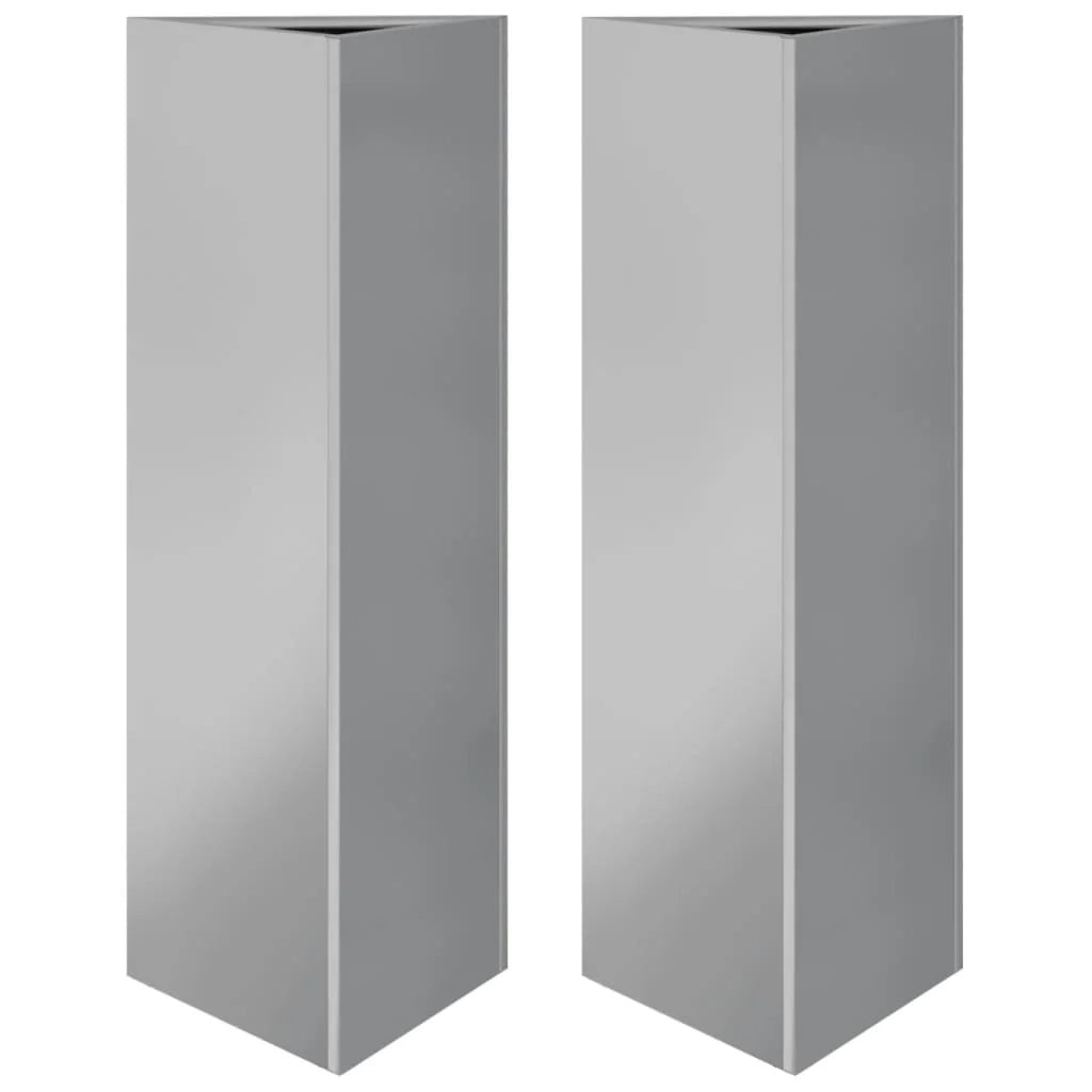 Fioriera aiuola rialzata vassoio piante fiori giardino terrazzi set da 2 triangolari 30 x 26 x 75 cm acciaio zincato argento 02_0039096