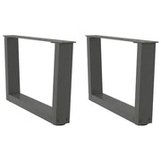 Set di 2 gambe regolabili per tavolino da caffè a forma di V 60 x 30 cm design moderno acciaio antracite 02_0056902