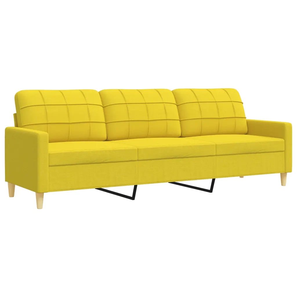 Set di Divani 3 pz con Poggiapiedi Giallo Chiaro in Tessuto 3278308