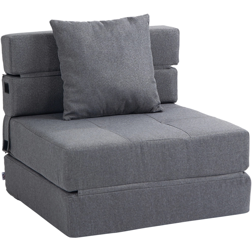Poltrona letto pieghevole 2 in 1 grigio scuro 70x174 cm
