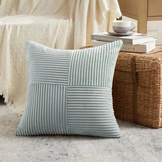 Cuscino copri cuscino unico in grigio blu 70 x 70 cm copri cuscino in corduroy morbido copri cuscino decorativo copri cuscino per divano copri cuscino decorativo per cuscino boho decorazione per divano camera da letto soggiorno balcone (senza imbottitura)