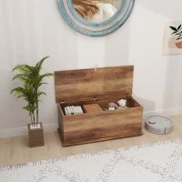 Cassapanca con Coperchio Ribaltabile e Chiusure di Sicurezza, 100 x 40 x 40 cm, Marrone