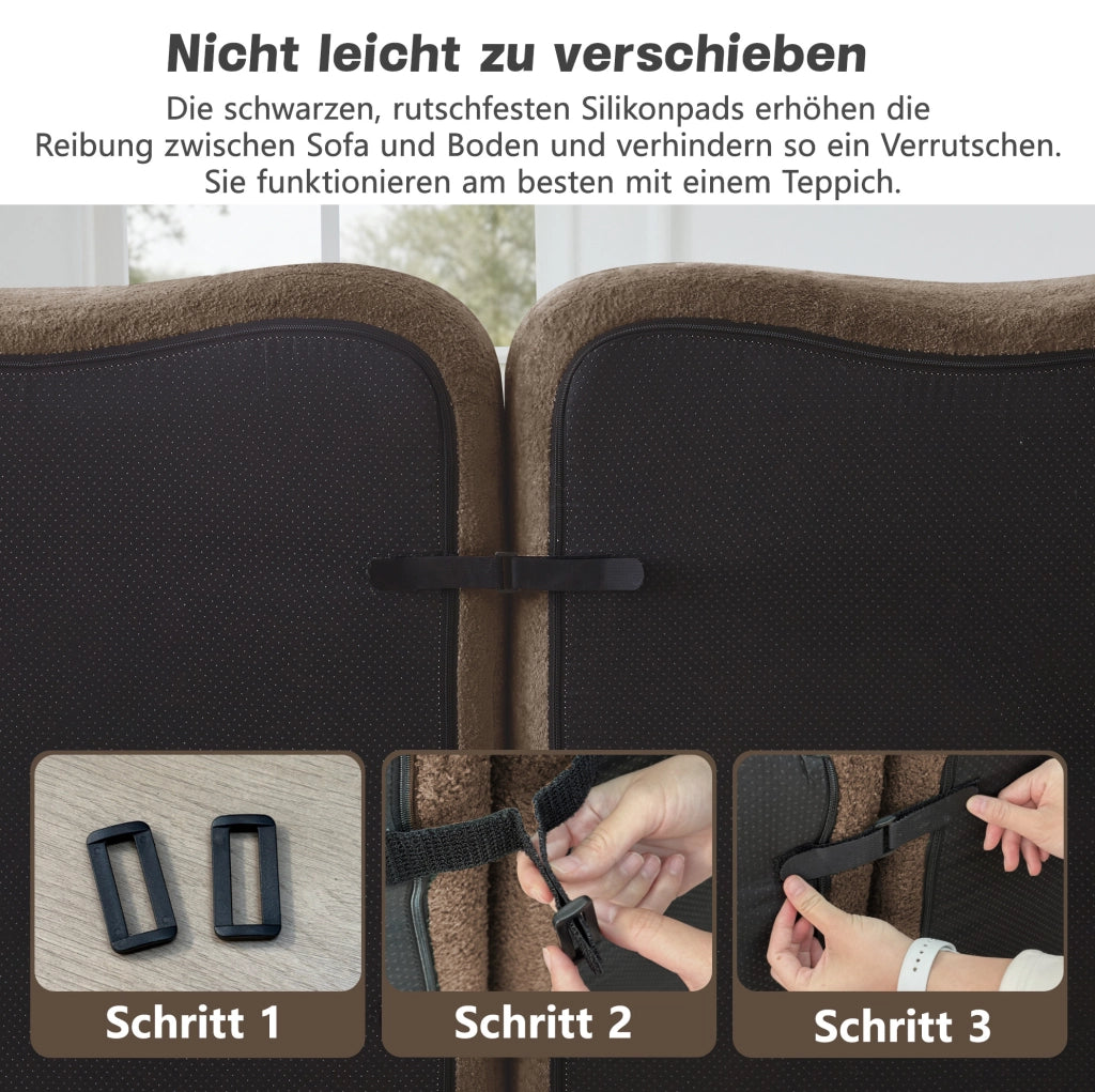 Divano modulare angolare senza struttura con pouf; velluto; marrone