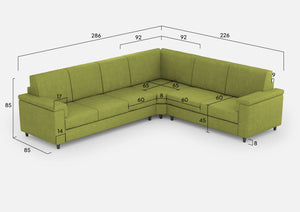Divano Angolare 6 Posti 286x226x85 cm Marrak in Tessuto Verde