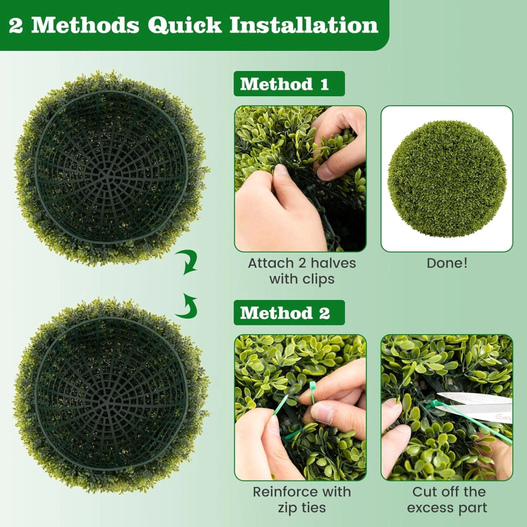 Juego de 2 Bolas Decorativas de Planta Artificial, Plantas Esféricas de 50 cm, con Hojas Simuladas Resistente al Sol, Planta Decorativas para Balcón, Patio, Hogar, Boda (50 cm)