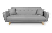 Divano letto clic clac in tessuto vellutato grigio, divano 3 posti - Henry - DL-HE01FBC