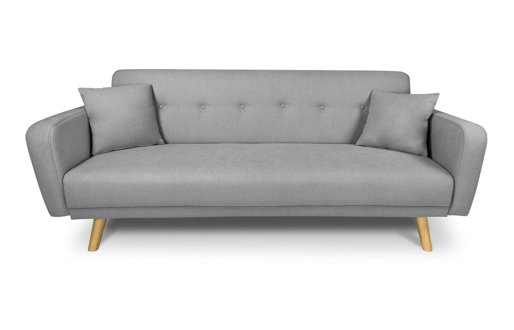 Divano letto clic clac in tessuto vellutato grigio, divano 3 posti - Henry - DL-HE01FBC