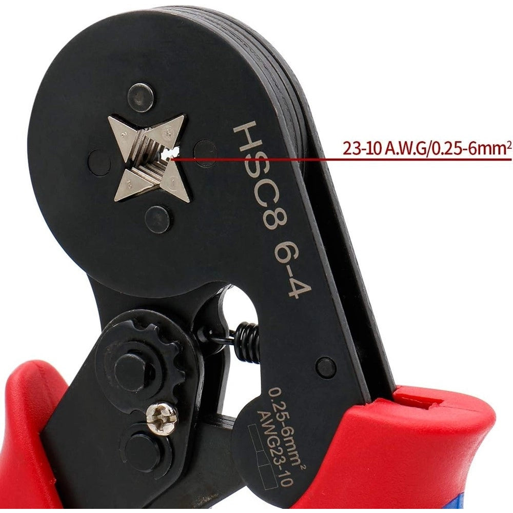 Trade Shop - Pinza Hsc8 6-4 Mini Strumenti Di Pinzatura Auto Registrabili Per Cavo 0,25-6,0mm² -