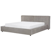 Letto matrimoniale in velluto a coste con struttura a doghe grigio 180 x 200 cm stile classico camera da letto