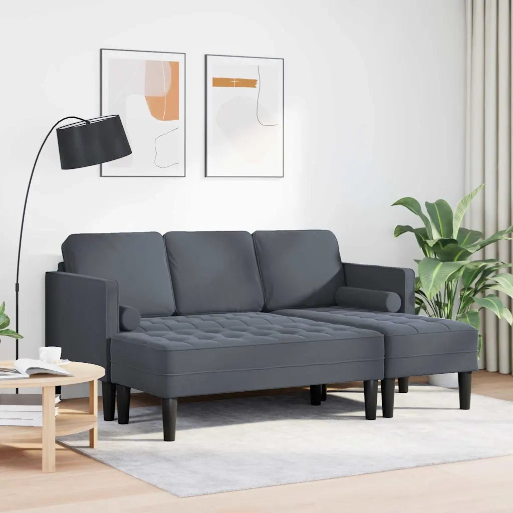 Set di divani con cuscino 2 pcs Grigio scuro Poliestere 3329265