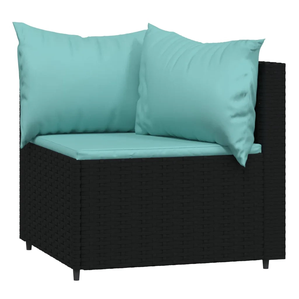 Set Divani da Giardino 4 pz con Cuscini Nero in Polyrattan 319808