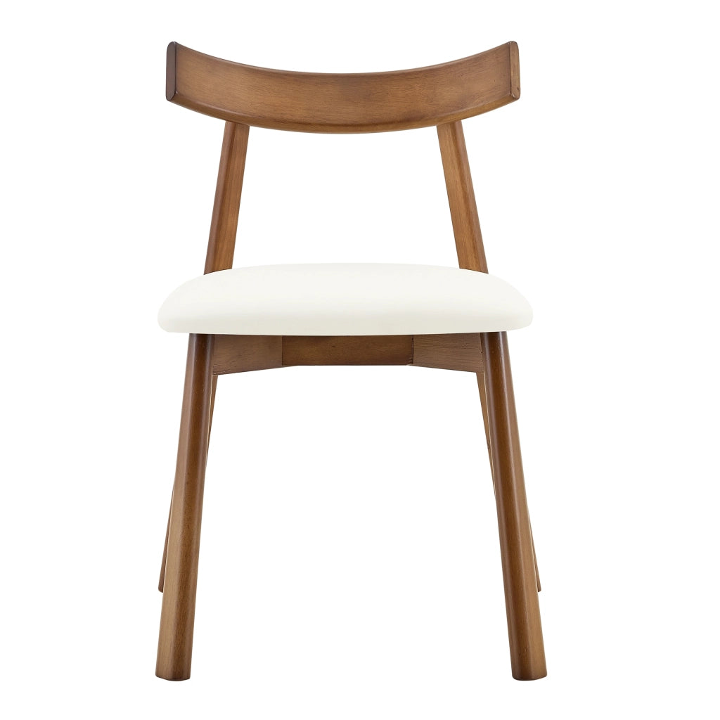 Set di 2 sedie da pranzo in legno di gomma con seduta imbottita, schienale ergonomico, bianche