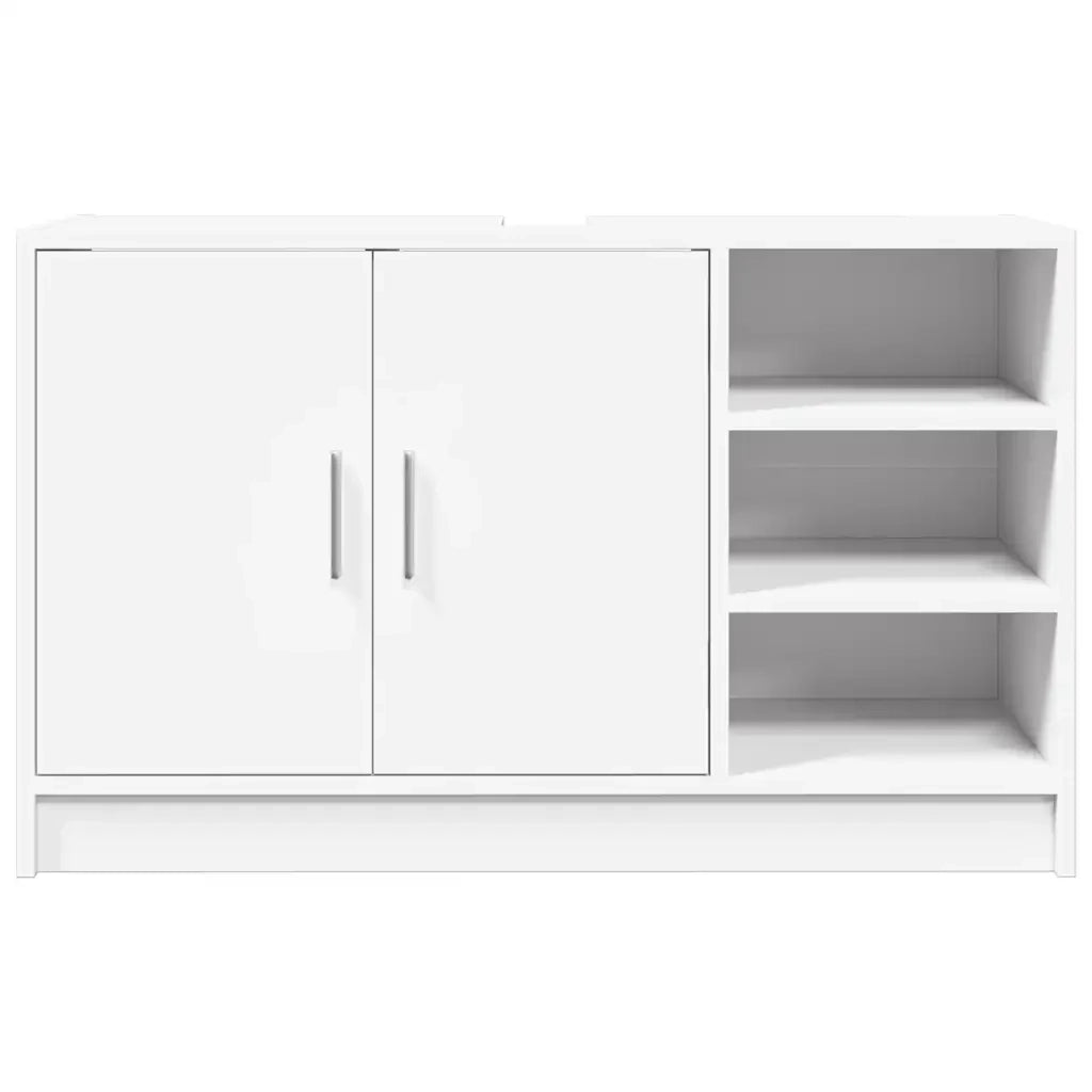 Mobiletto sottolavabo moderno per un pratico spazio contenitivo in bagno 90 x 29 x 55 cm legno composito bianco 02_0049541