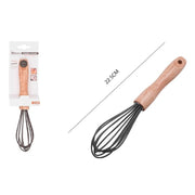 Trade Shop - Sbattiuova Frusta 8" Sbatti Uova In Silicone Manico Legno 22.5cm Da Cucina 50738 -