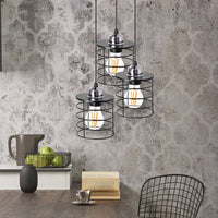 Lampada Da Soffitto Pensile Triplo Metallico Loft Nera 392204