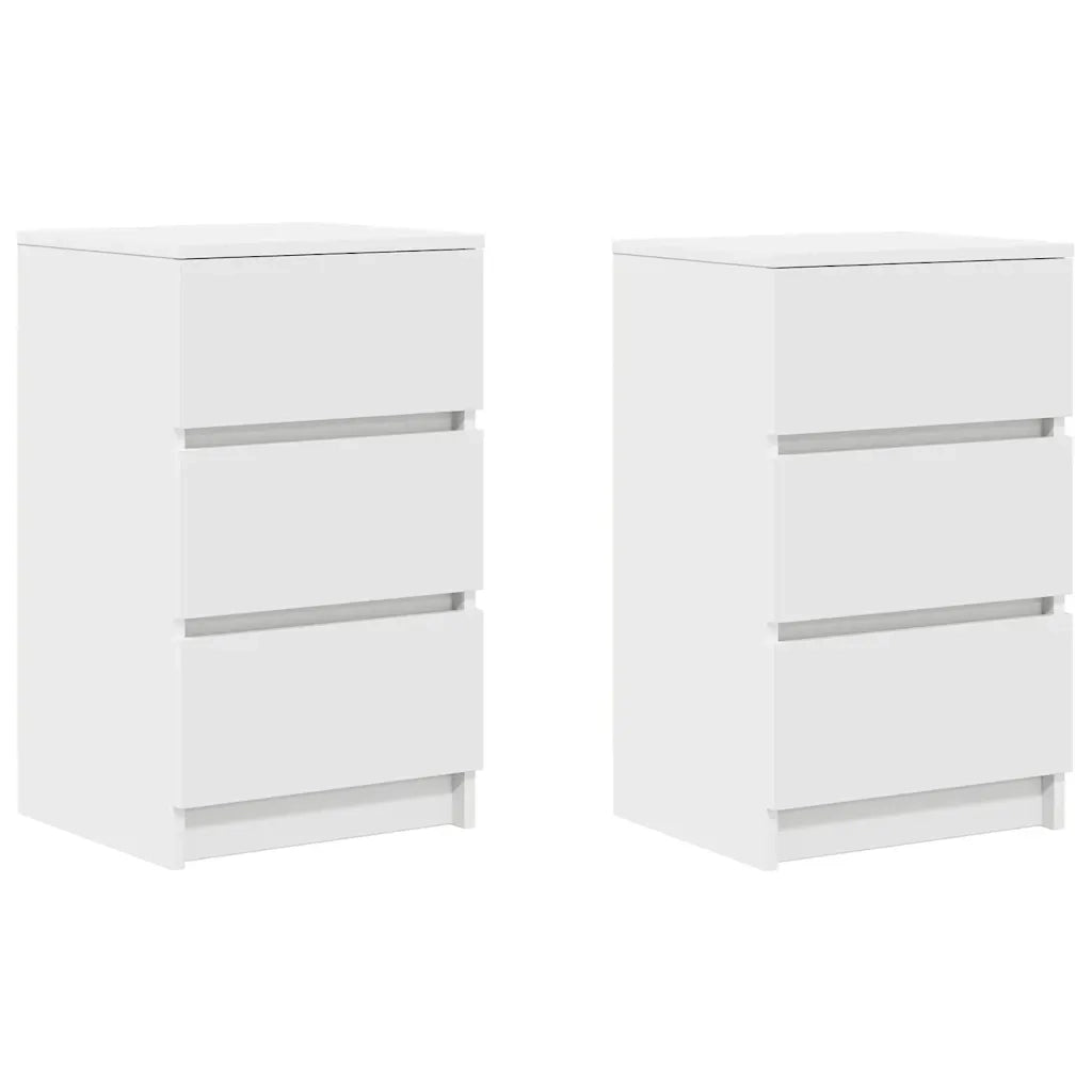 Comodini con 3 Cassetti 2 pz-Set di 2 Tavolino da notte Bianco 39x35x65 cm