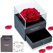 Scatola di regalo - Fiori conservati - Scatola di regalo romantica - Dimensioni: 10,5x9x9 cm - Materiale di alta qualità - Carta di auguri inclusa