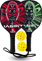 Set di Pickleball da 2 mazze di legno di basswood americano 2 palloni per esterno di basswood - resistenza - set con mazze e palloni