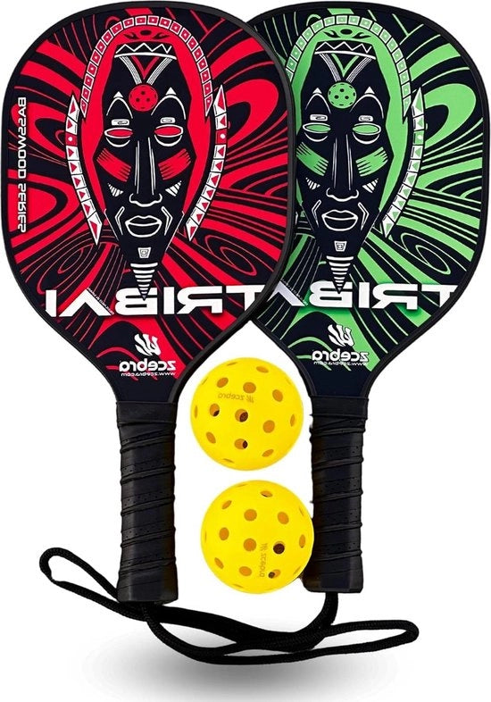 Set di Pickleball da 2 mazze di legno di basswood americano 2 palloni per esterno di basswood - resistenza - set con mazze e palloni