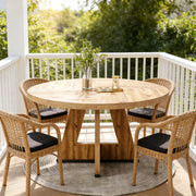 Tavolo da pranzo rotondo stile farmhouse Ø120 cm, in legno ingegnerizzato, colore naturale