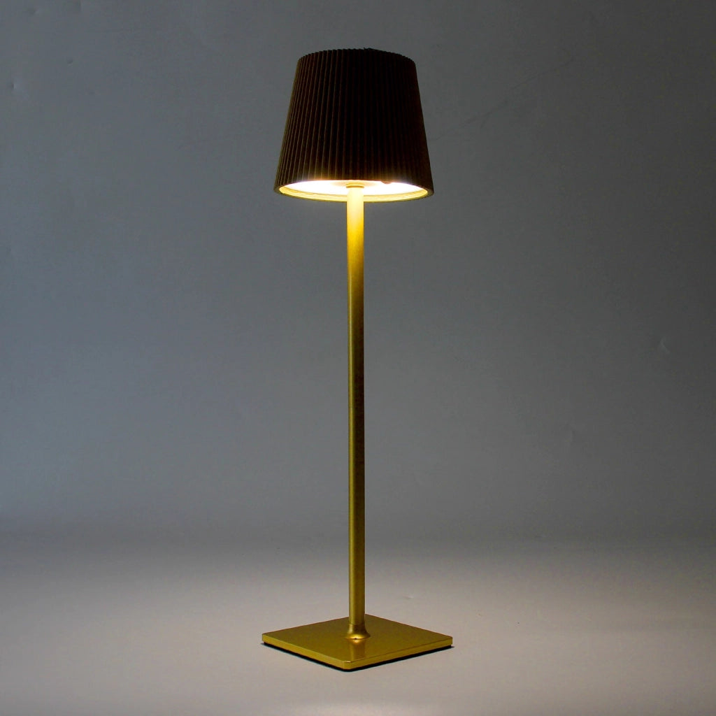 Lampada da tavolo LED dorata 5W ricaricabile con pannello solare e cavo USB, 40 cm, luce calda/fredda/naturale, sensore crepuscolare, batteria 2000mAh