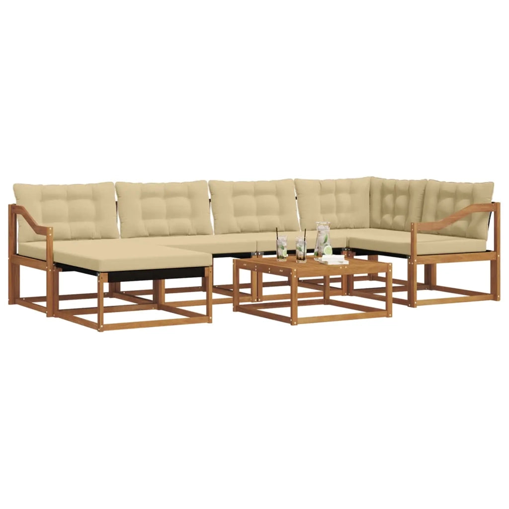 Set di divani da esterno con cuscino 19 pcs Naturale e Beige