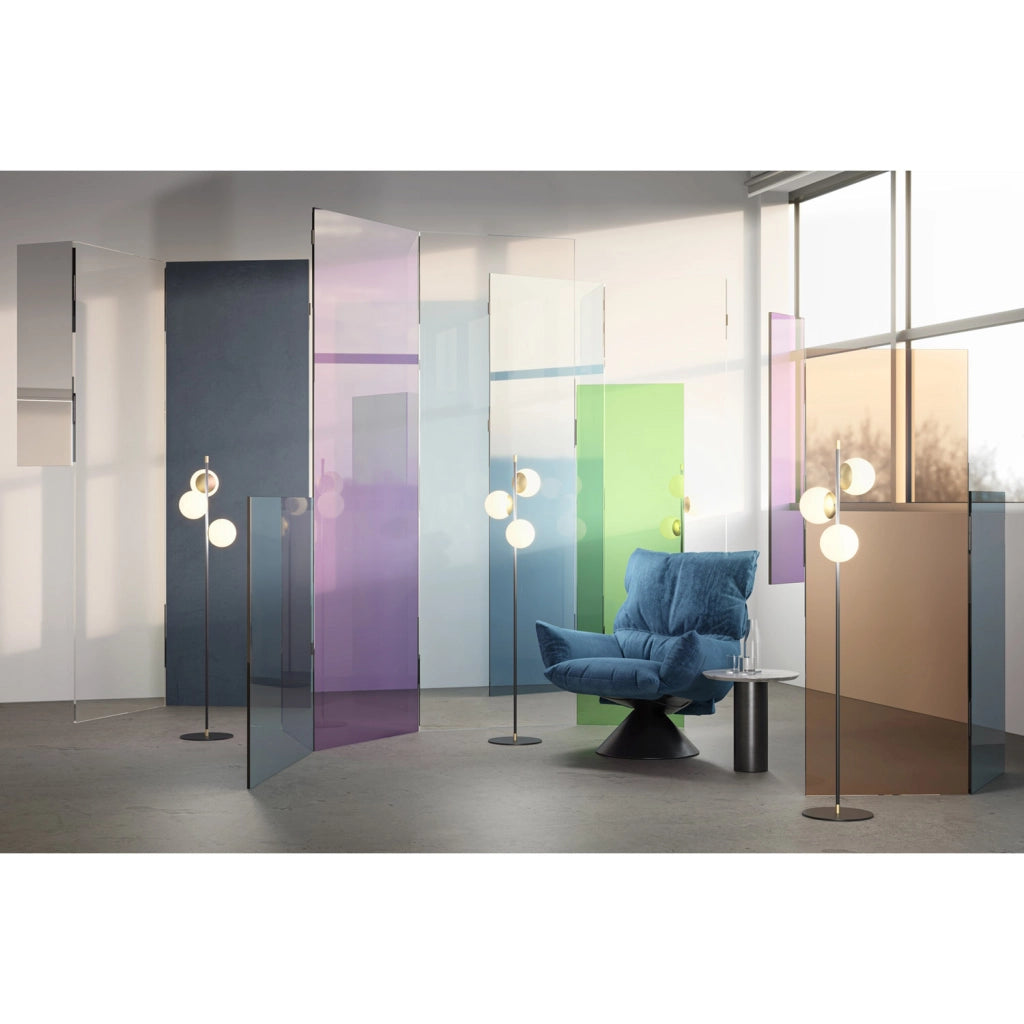Maytoni Lampada da terra contemporanea Nostalgia 3 luci E14 oro opaco metallo vetro diffusore bianco