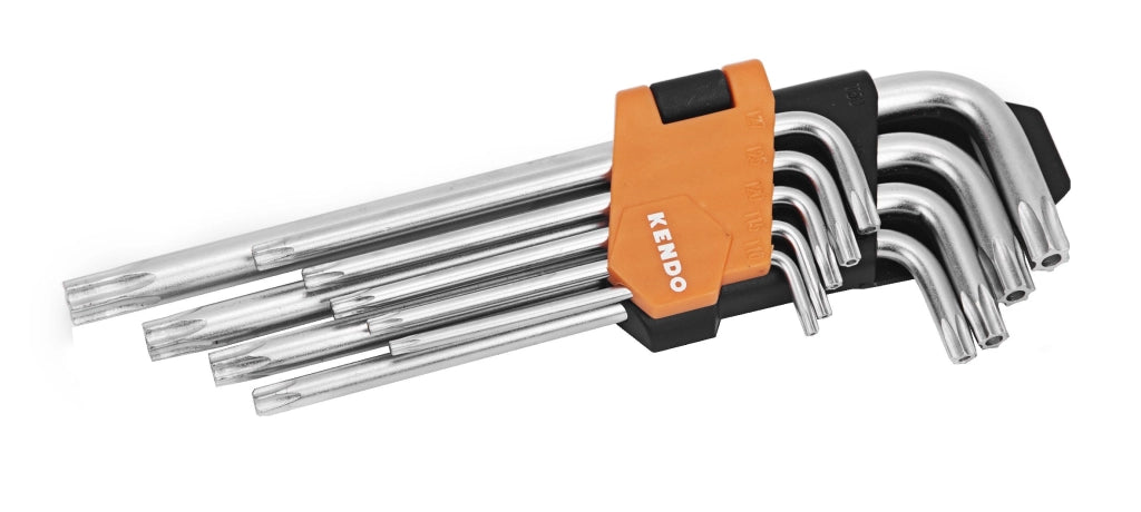 SET CHIAVI MASCHIO TORX LUNGHE KENDO 9 PEZZI T10,15,20,25,27,30,40,45,50 - KENDO